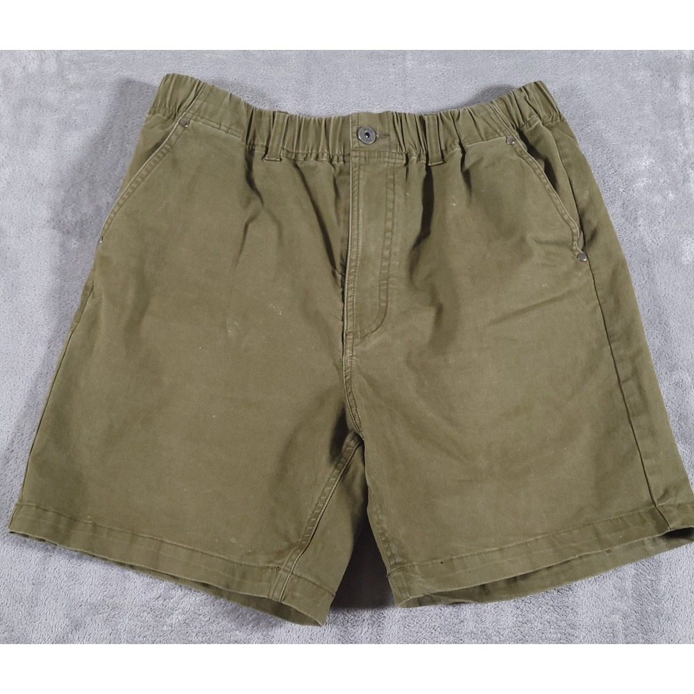 Stoic‎ Shorts Mens Large Green Utility Canvas Elastic Waist Cotton Blend Stretch